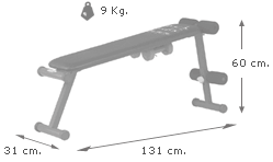 Dimensión del banco de musculación plano BH FITNESS Atlanta 300